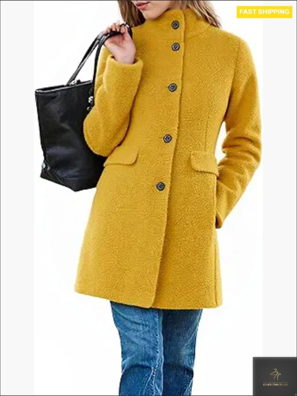 Boucle Wool Pea Coat Fuzzy Fleece Trench Chic Winter Elegant Oversized